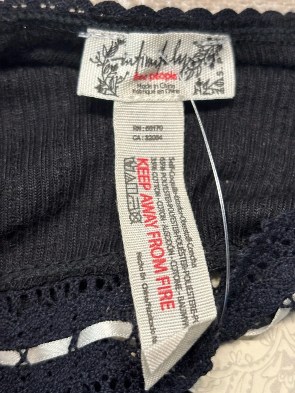 NWT Free People Only You Lace Trim Ribbon Tank Black Small Romantic - Picture 4 of 7
